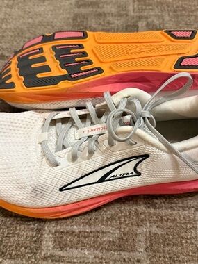Altra Women's White Running Shoes with Pink and Orange Accents
